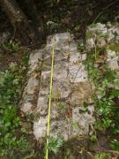 Velký fragment pomníku nalezený pod cestou (foto p. Dr.Sedláček, p.Kubát.)